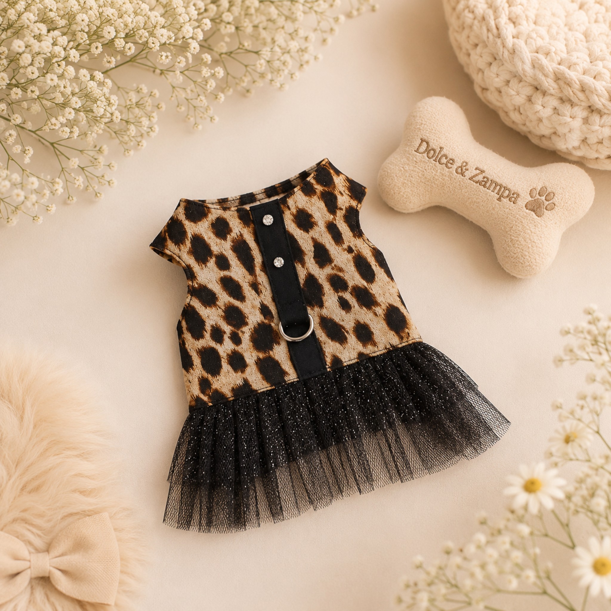 Pettorina Fashion Leopard con Tutù per Cani